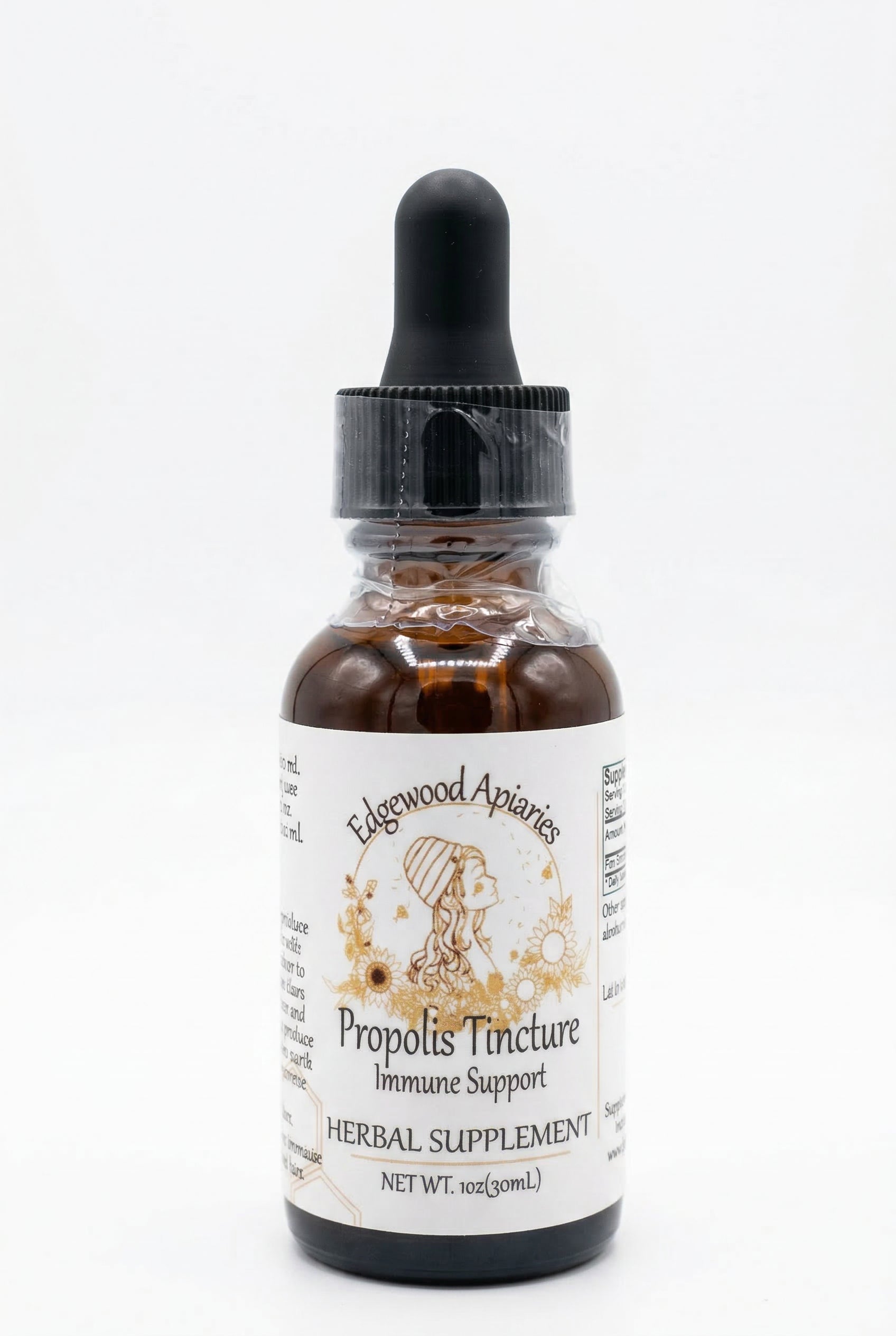Edgewood Apiaries Propolis Tincture with Immune Support on a white background