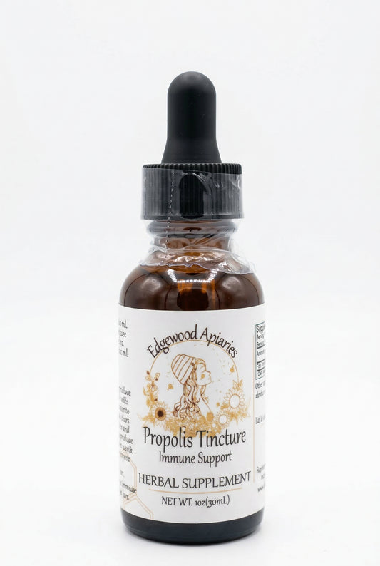 Edgewood Apiaries Propolis Tincture with Immune Support on a white background