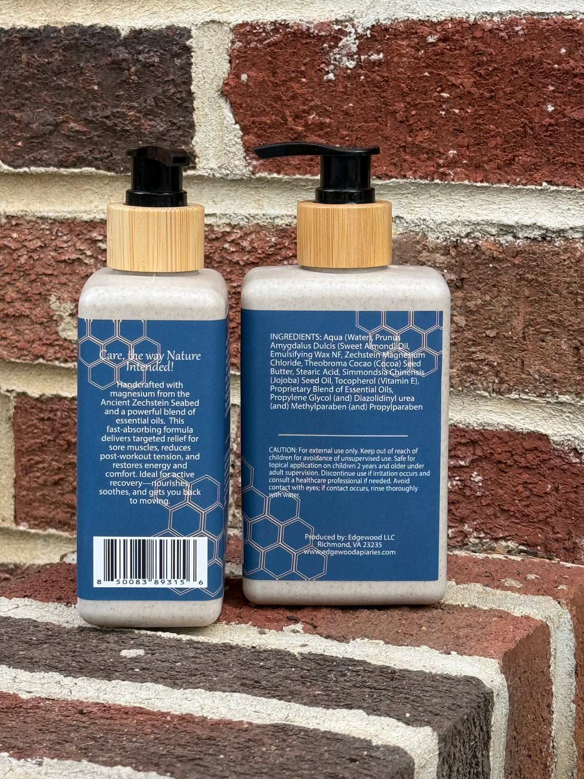 Back label of Revive magnesium lotion showing ingredients and barcode